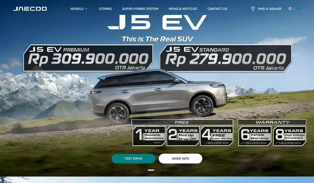 JAECOO Indonesia website screenshot