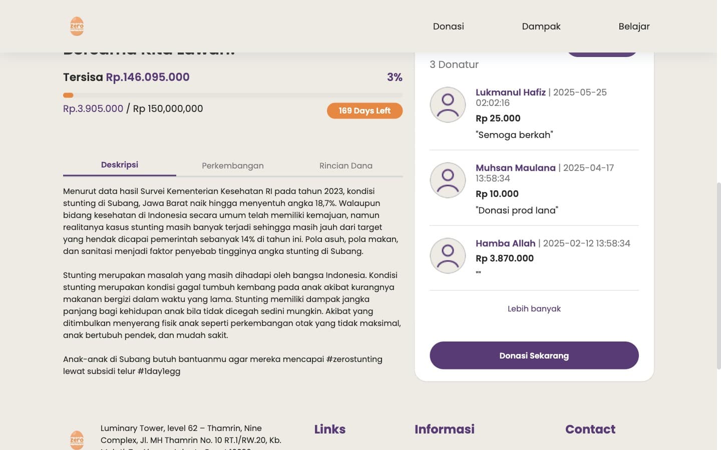 ZERO STUNTING — DONATION PAGE